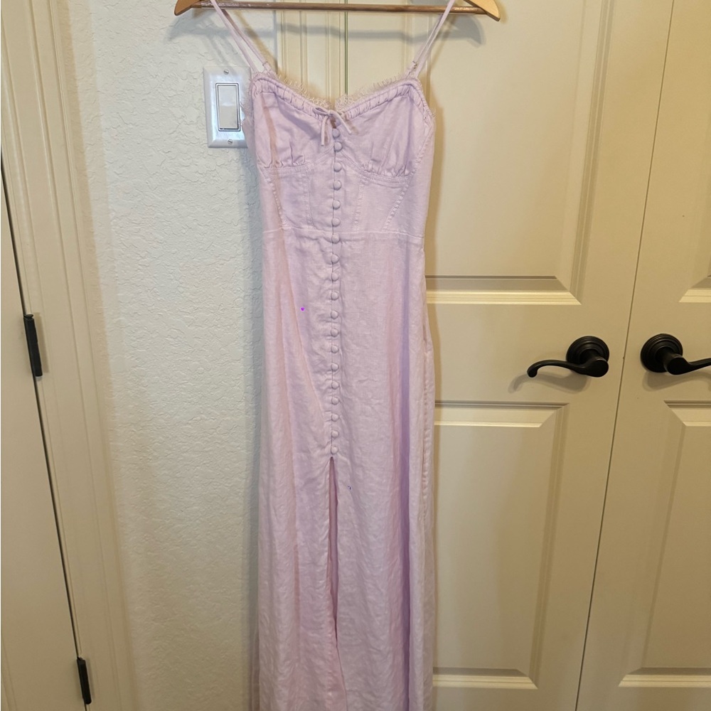 LoveShackFancy Lavender Lace-Trimmed Dress